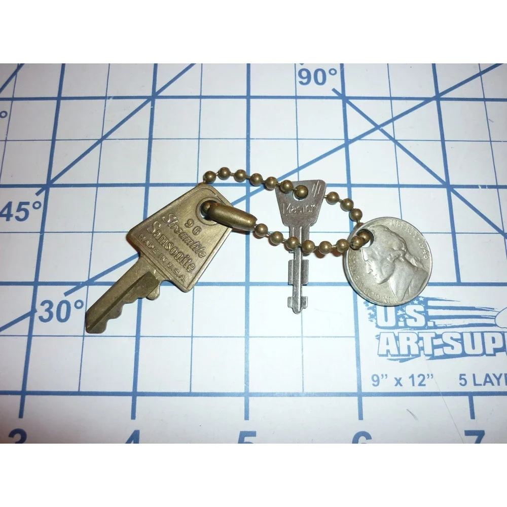 Vintage Samsonite Streamlite Key 96 Shwayder Bros Master Key 1946 Nickel Chain